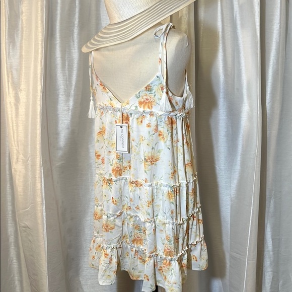 Cream Sleeveless Camisole Dress with Organic Yellow Dots - Picture 10 of 14